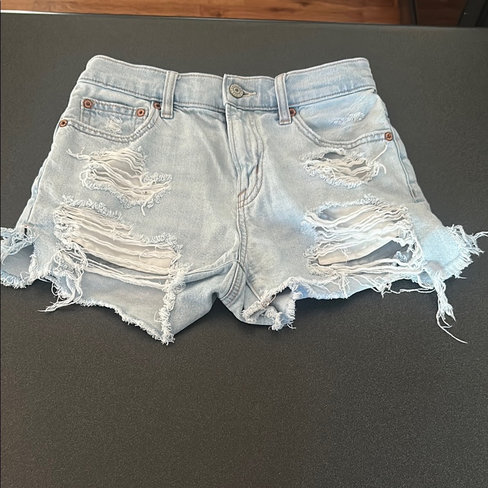 American Eagle Blue Distressed Jean Shorts